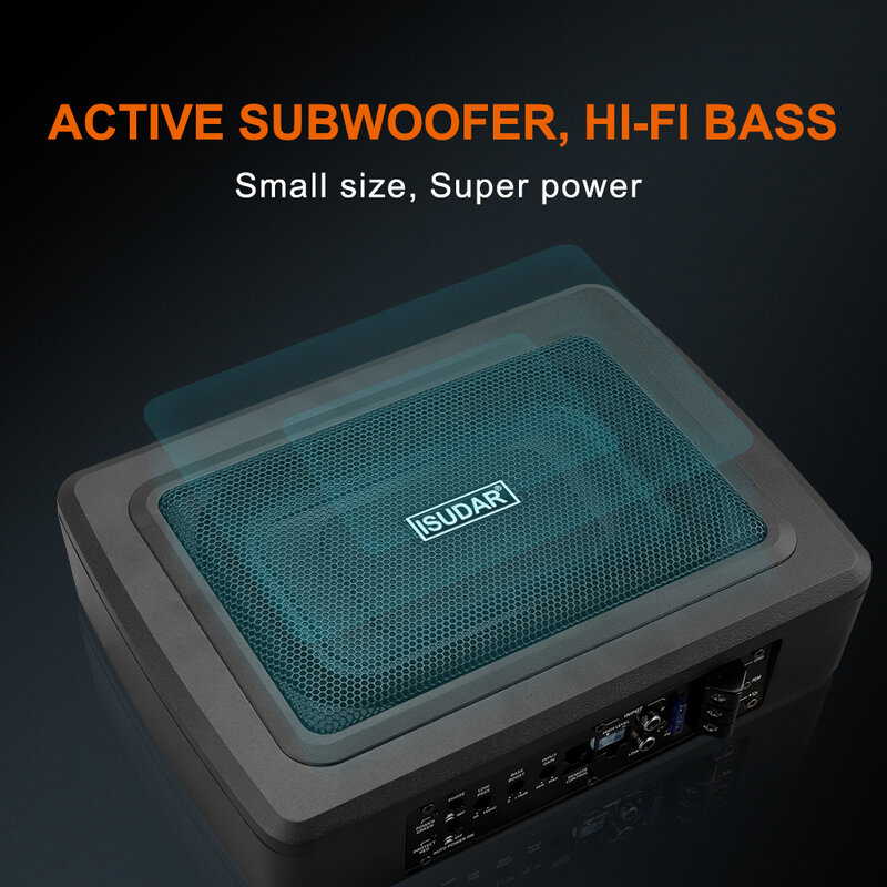 ISUDAR SU6901 Amplifier Subwoofer Mobil Bawaan Daya Aktif Tingkat Tinggi dan Rendah Hifi Audio Bass Otomatis Kursi Ramping 150W 6*9"