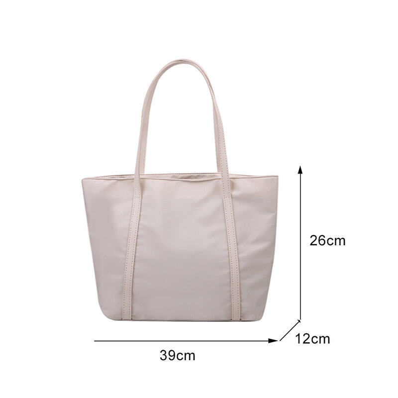 Simple Solid Color Shoulder Bag Handbag Oxford Top-handle Totes Female Large Capacity Shopping Street Zipper Bags for Women 2022