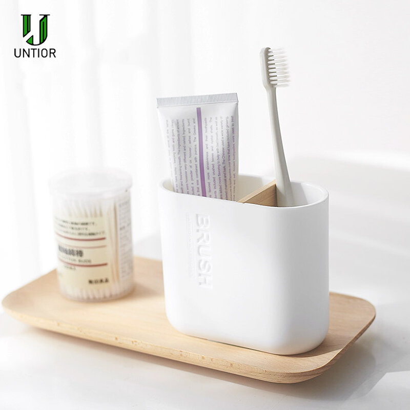 UNTIOR-accesorios de baño de bambú, soporte para cepillo de dientes, dispensador de jabón, juego de baño, accesorios de decoración para el baño