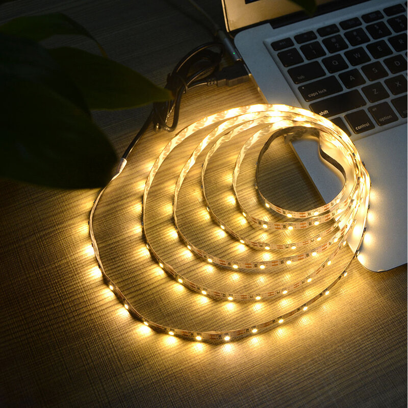 Bande lumineuse Flexible à LED USB 2835, DC 5V 50CM 1M 2M 3M 5M IR 24 touches, lampe de décoration de bureau, écran de fond de télévision pour les lumières de la maison