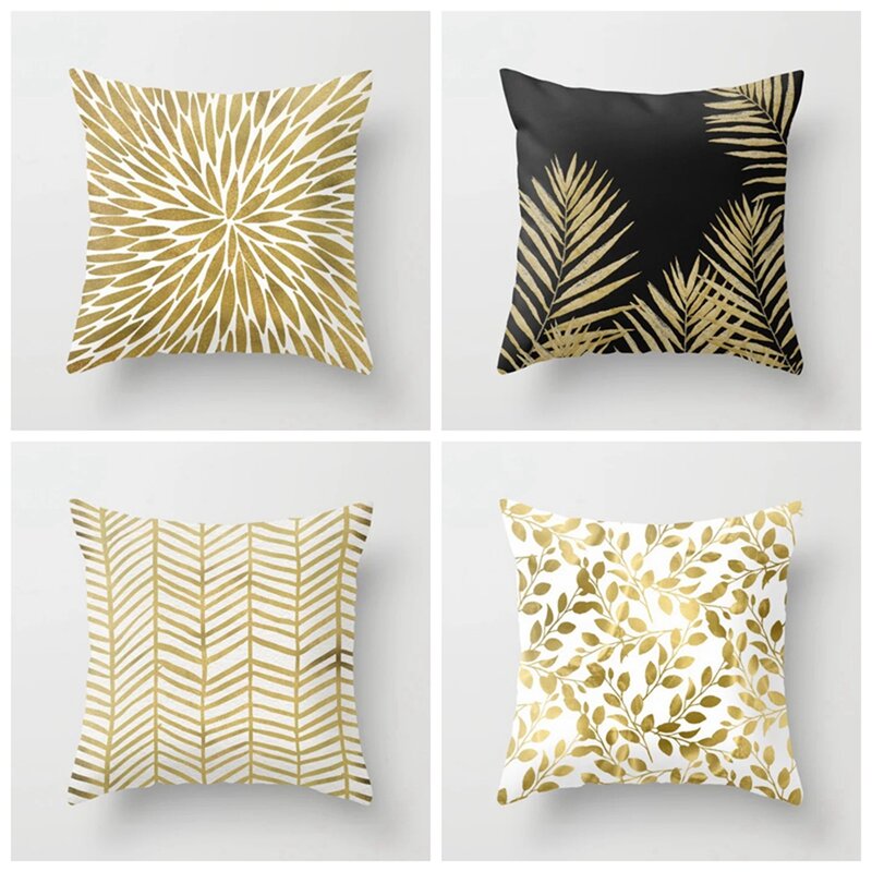 Travesseiro decorativo de 45cm, revestimento moderno e simples, geométrico, nobre, folha de ouro, capa de sofá, 1 peça