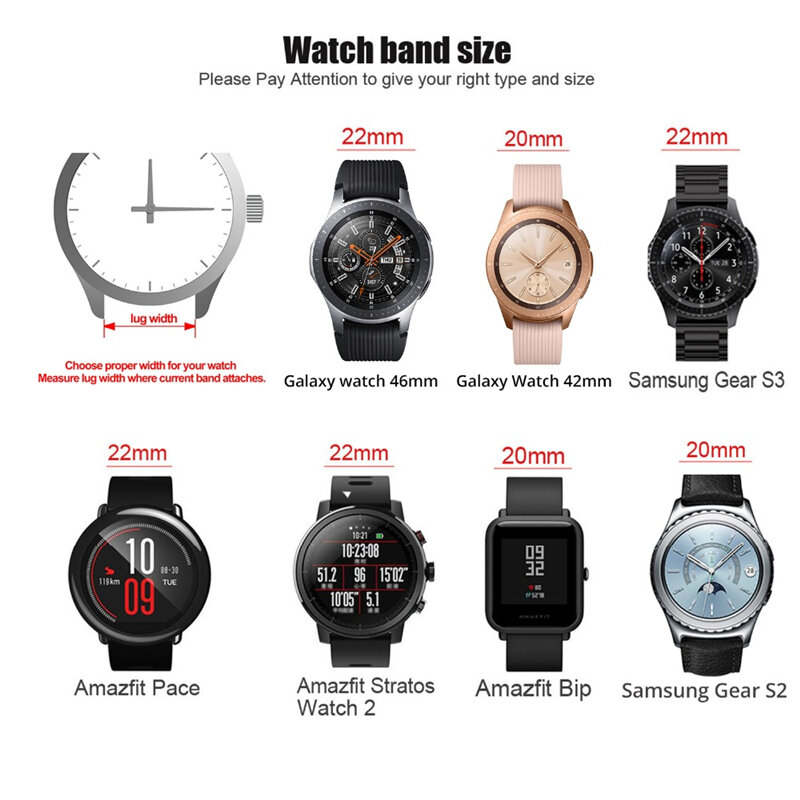 Pulseira de relógio de 22mm, pulseira de couro para huawei watch gt 2/galaxy watch 46mm 42mm 20mm, pulseira para samsung active2 40mm 44mm