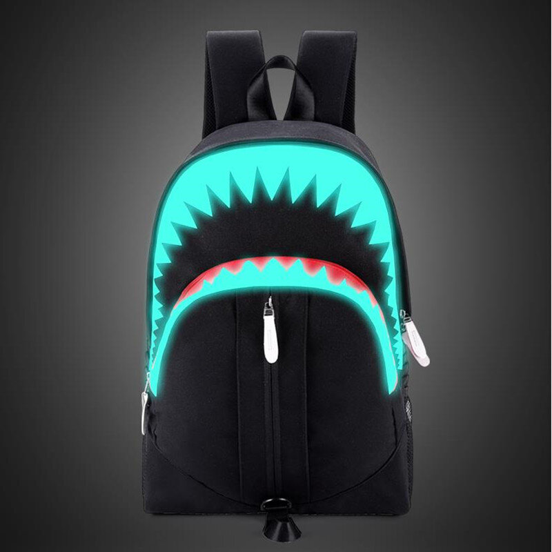 Mochilas escolares luminosas de moda para estudiantes con carga USB para hombres mochilas para la escuela de tiburón Mochila para el pecho para adolescentes niños niñas Mochila de viaje para mujeres