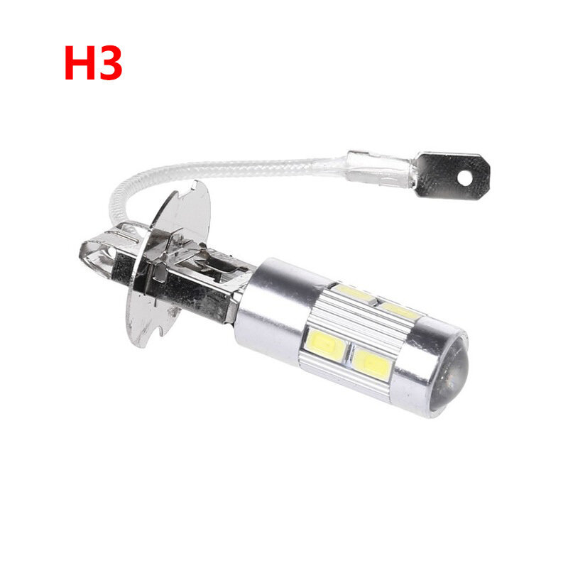 2 Buah Bohlam LED H3 H1 5630 10SMD 12V untuk Lampu Kabut H3 LED Lampu Otomatis Lampu Berjalan Siang