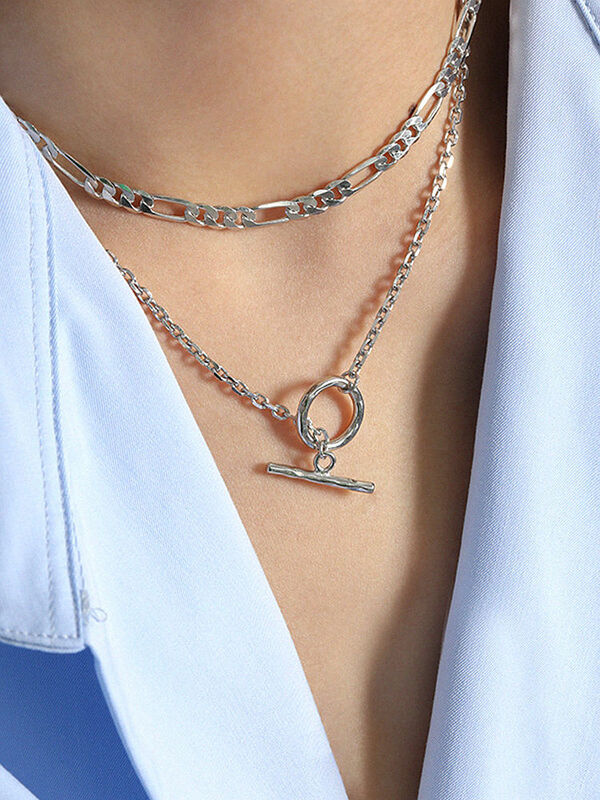 S'STEEL-collar y colgantes de Plata de Ley 925 para mujer, diseño de nicho de lujo personalizado, cadena con textura, joyería fina