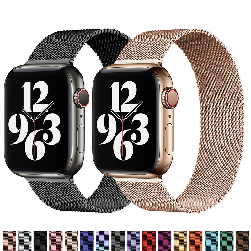Tali untuk Apple Watch Band 44Mm 40Mm 42Mm 38Mm Baja Tahan Karat Gelang Logam Magnet Milan Loop Apple Watch 3 4 5 6 Se