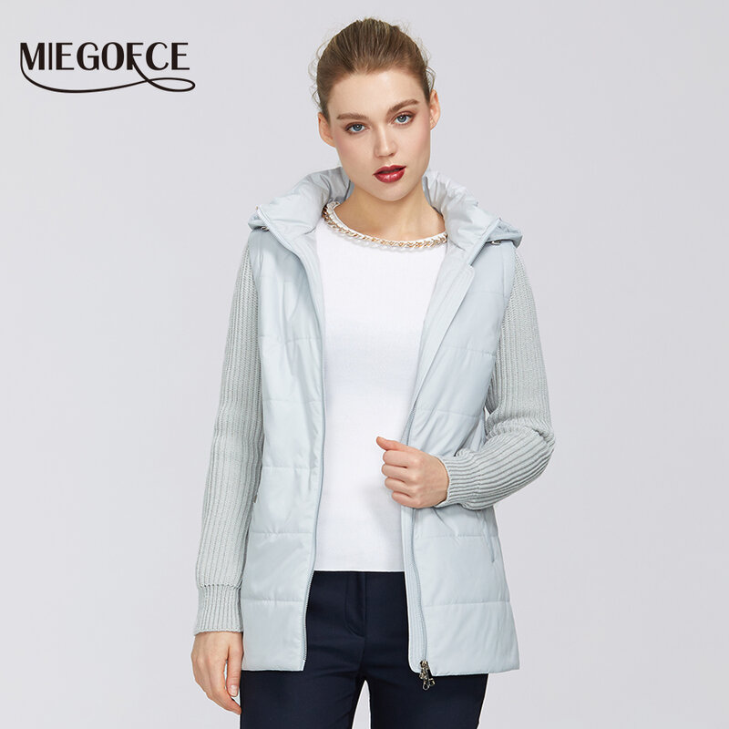 MIEGOFCE-veste, Collection printemps femmes, Double matière coupe-vent 2020 courts avec col résistant, nouvelle Collection veste à glissière