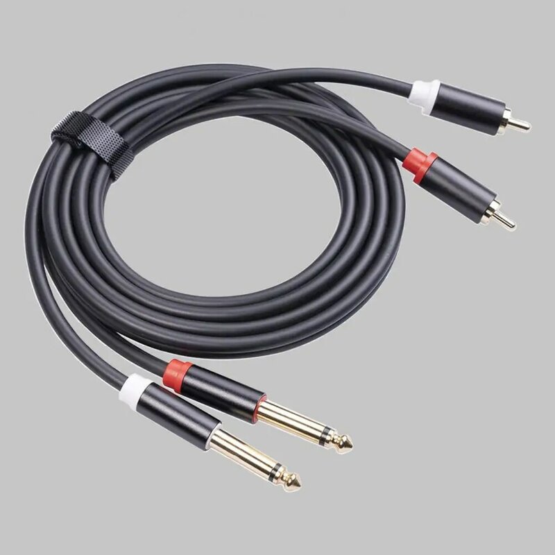 Cable de Audio de alta calidad chapado en oro resistente, 2 RCA macho a 2x6,35mm macho, Cable auxiliar estéreo