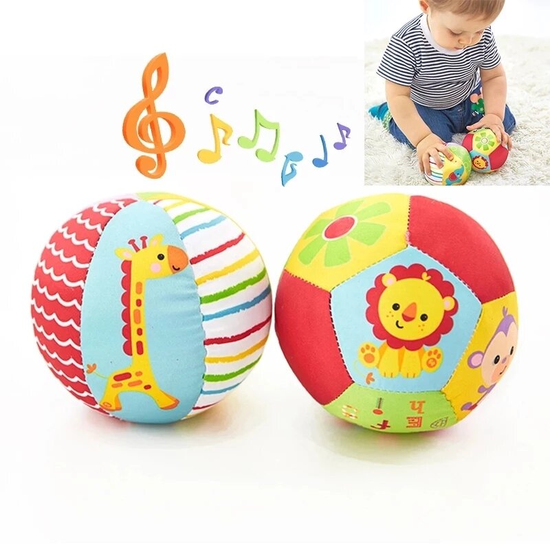 Детские игрушки 0-12 месяцев, мяч в виде животного, мягкие плюшевые детские мобильные игрушки со звуком, детская погремушка, мяч для бодибилди...
