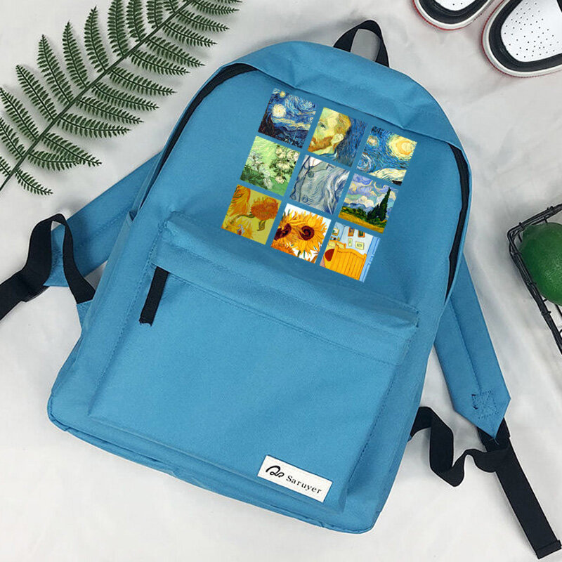 Van Gogh-mochilas de diseñador para mujer, mochila escolar kawaii de anime, tassen