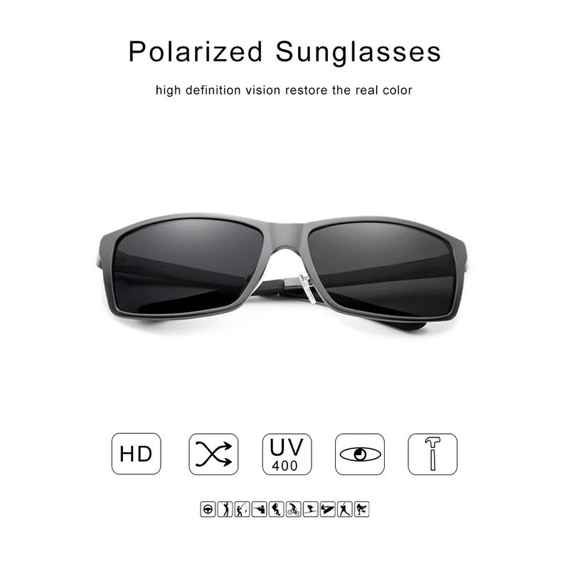 Мужские солнцезащитные очки с поляризацией, в алюминиево-магниевой оправе