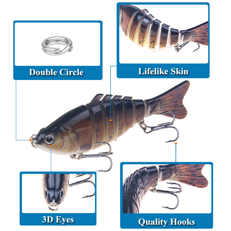 1 PCS 10cm 16.3g Wobblers Fishing Lures Artificial Multi Jointed Sections Artificial Hard Bait Trolling Pike Carp Fishing Tools