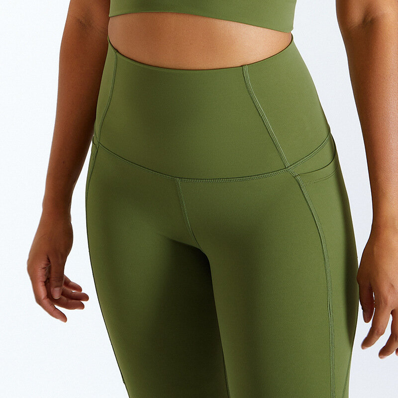 Leggings de esportes femininos calças de yoga nu sentido hip-lifting calças de fitness apertado-montagem de secagem rápida execução bottoms calças de desporto