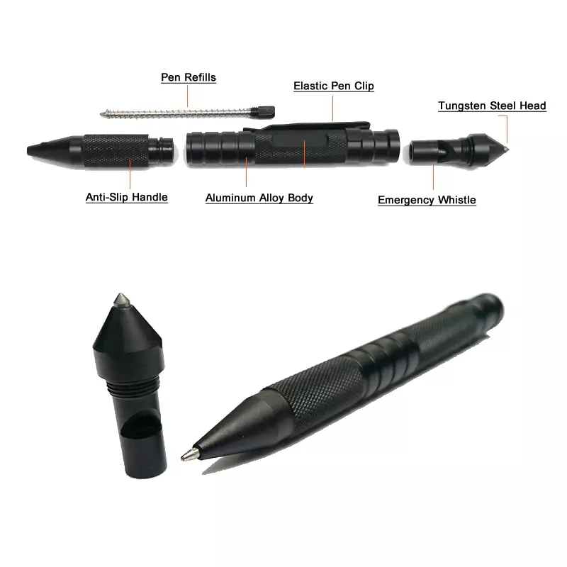 3-In-1 Tactische Pen Fluitje Emergency Zelfverdediging Edc Tool Outdoor Survival Self Rescue Voor Vrouwen Multi-Functie Pen