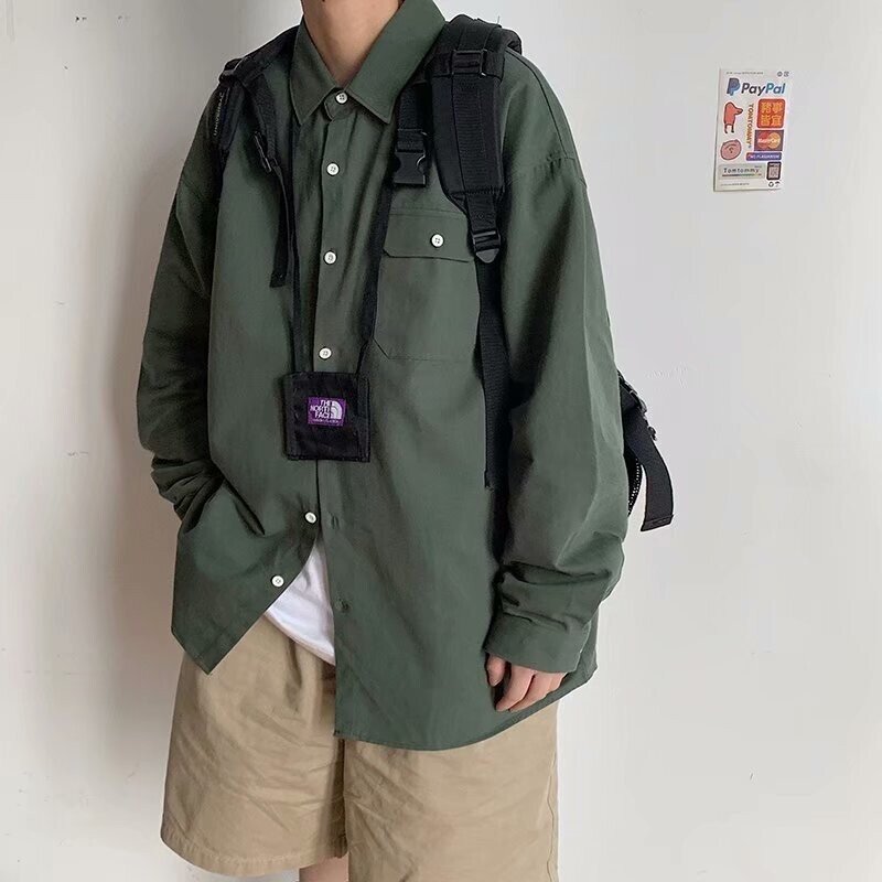 Acht Farben [M-3XL] Koreanischen männer Langarm-shirt Japanischen Lässig Hemd Lose Langarm-shirt Jacke