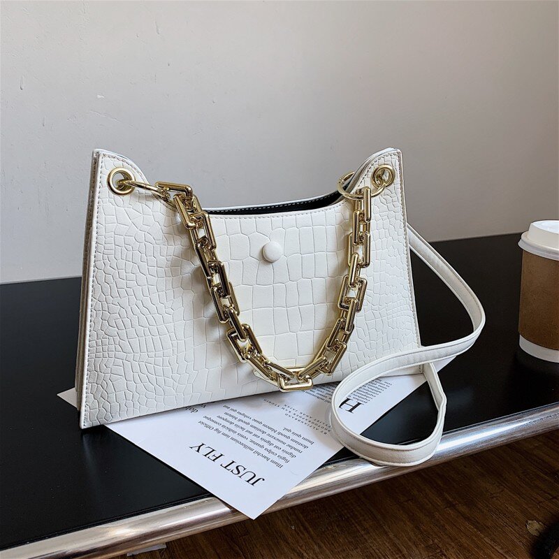 지갑과 핸드백 럭셔리 악어 패턴 지퍼 핸드백 새로운 패션 숄더 백 간단한 정사각형 가방 여성 지갑