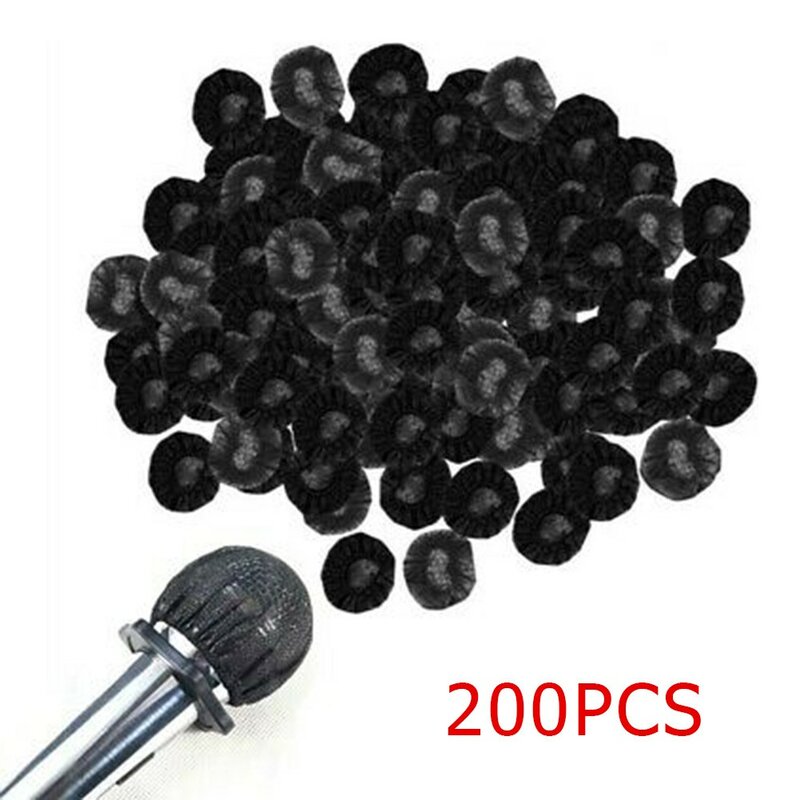 200 pces descartável sanitário não-tecido microfone pára-brisas mic capa para ktv karaoke protetor mic tampão almofada peças acessórios
