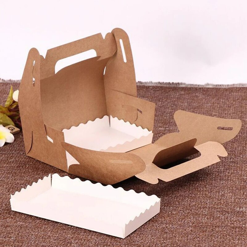 Boîte à gâteaux Portable avec poignée, 20 pièces, boîtes d'emballage en papier pour Biscuits et cupcakes, boîte-cadeau à faire bricolage-même, fournitures de fête