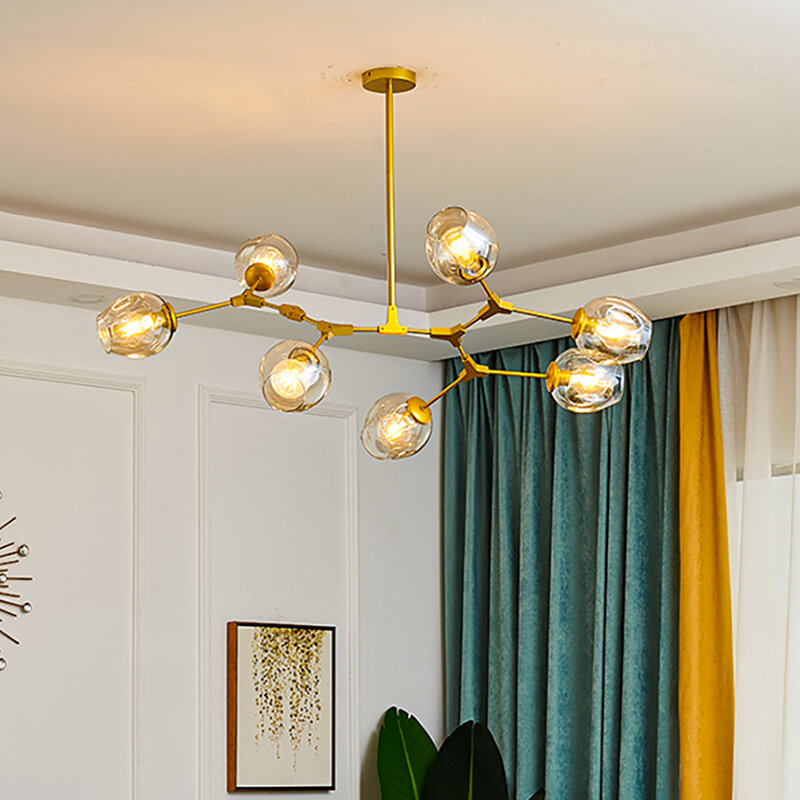 Стеклянная светодиодная люстра в скандинавском стиле, подвесные светильники для столовой, гостиной, спальни, ресторана
