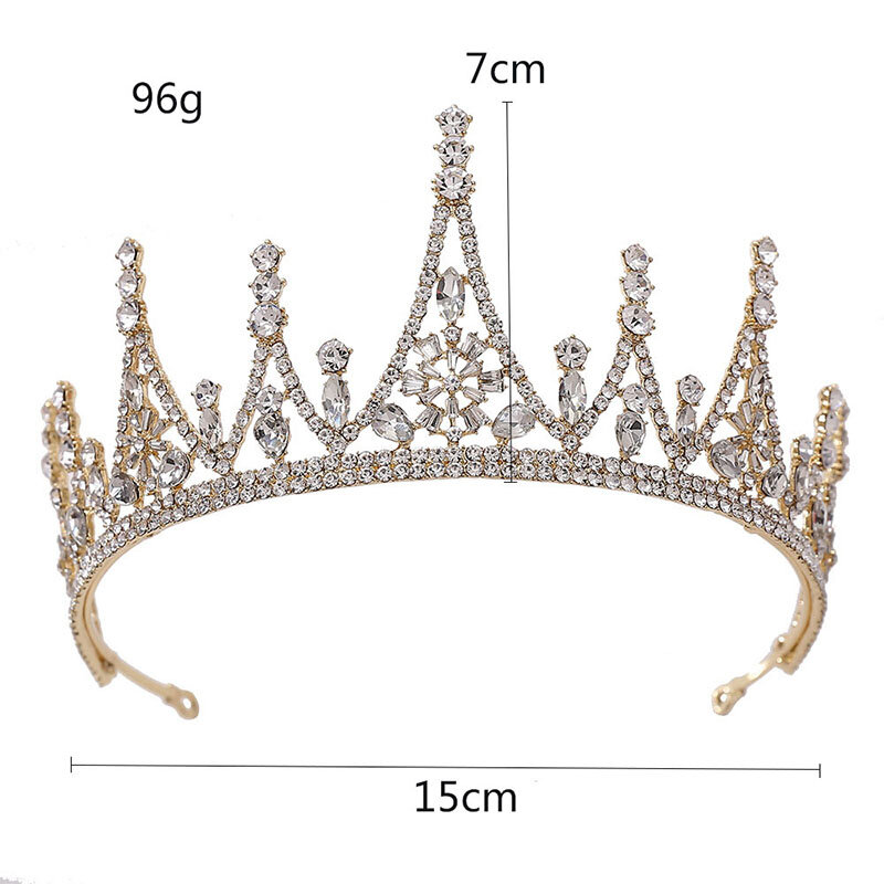 Złoty/srebrny kolor styl barokowy lśniąca kryształowa tiara i korony de Noiva księżniczka królewska diadema ślubne dodatki ślubne