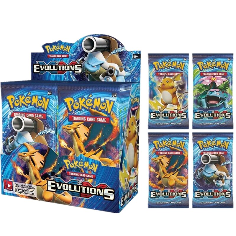 Cartas de Pokémon XY Evolutions, caja de refuerzo sellada, cartas de batalla, juego de cartas comerciales, juguete, 324 piezas
