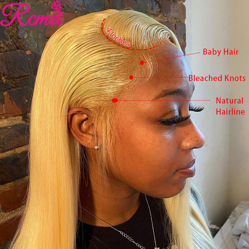 13x6 38'' Glueless 613 Lace Front Human Hair Wigs Honey Blonde 13x4 HD Lace Frontal Wig Brazilian Straight Pre Plucked Remy 150