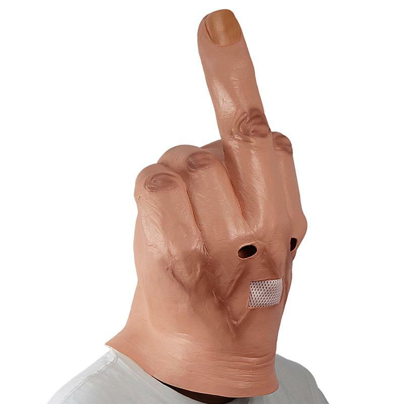 Halloween Creepy Finger Kopf Abdeckung Neuheit Mittelfinger Party Kopfbedeckungen Helm Halloween Kostüm Latex Vollen Kopf Gesicht Abdeckung