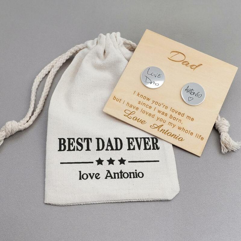 Персонализированные запонки, запонки для рукописного ввода, индивидуальные запонки для него, подарок для Муж папа, подарок на день отца