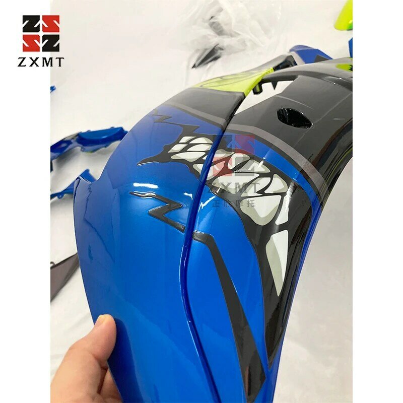 ZXMT – Kit de carénage complet en plastique ABS, panneau d'accessoires de moto adapté pour YAMAHA 2008 à 2016 08 09 Blue Shark Fish YZF-R6