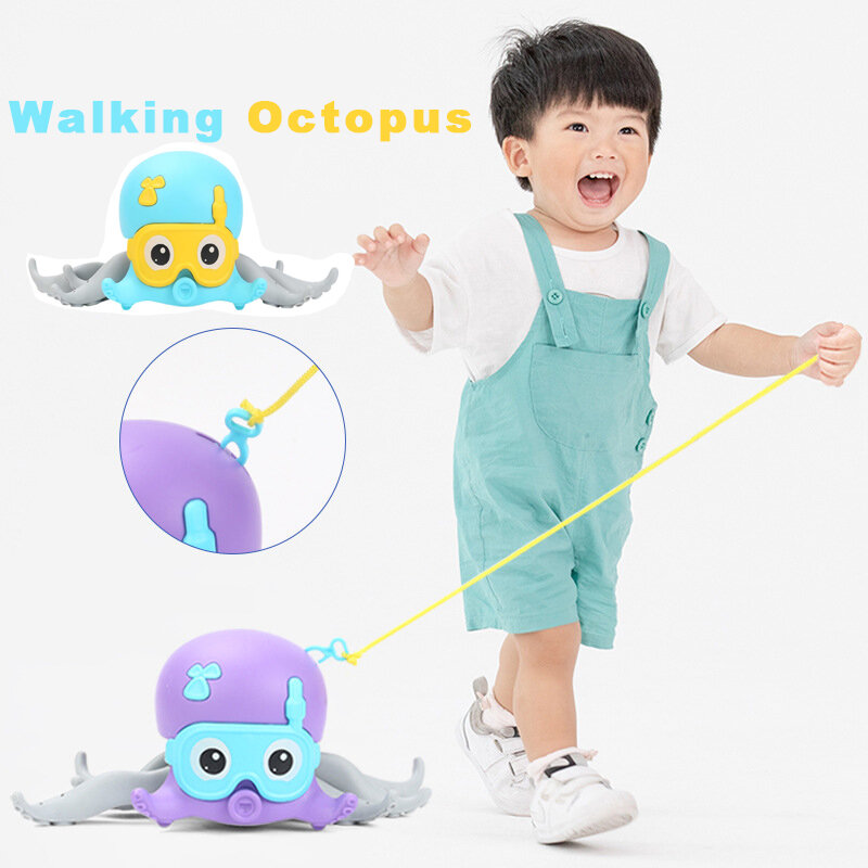 Baby Bath Toy Cute Wind Up Octopus Classic Baby Water Toy Clockwork Toy Land Water Pull Bathroom Bathing Water Lovely Toys