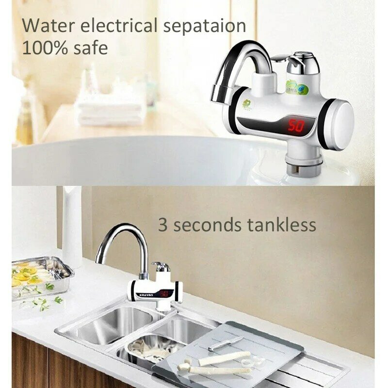 3000W Instant Electric Shower Water Heater Instant Hot  Faucet Kitchen Electric Tap Water Heating Instantaneous Water Heater