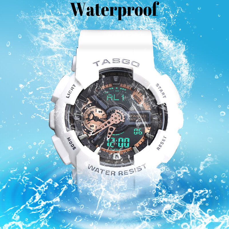 Tasgo-男性と女性のための恋人の時計,カップルのための流行のデジタル時計,防水スポーツ時計
