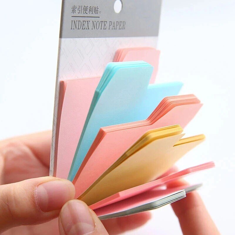 6 Colors/Pack Bookmark Index Divider Sticky Notes Paper Tabs 90 Blank Notes per Pack Assorted Size Student Supplies