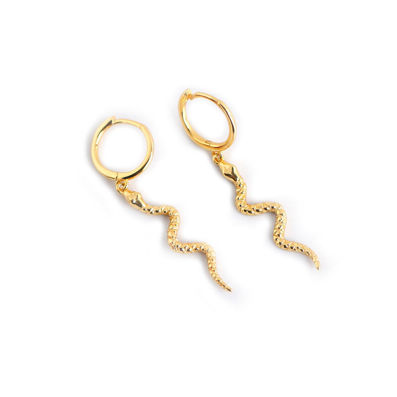2021 New Fashion orecchini a cerchio in oro con serpente per donna stile Punk orecchini a serpente senza Piercing regali per gioielli per ragazze