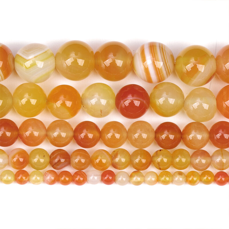 MINHIN – perles rondes en pierre naturelle, Agates à rayures Orange, pour la fabrication de bijoux 4/6/8/10/12MM, accessoires de bricolage