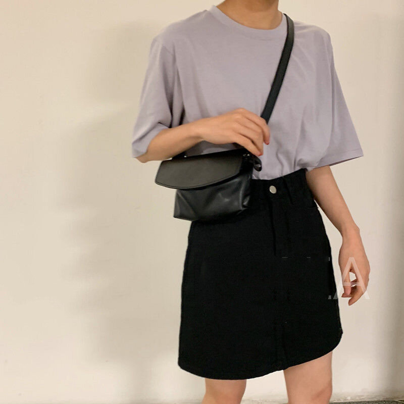 Bolsa de ombro feminina moda vintage cor sólida couro plutônio peito cintura bolsa feminina streetwear design coreano chique