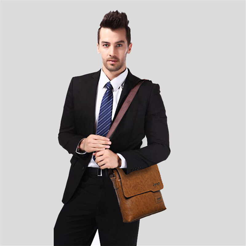JEEP BULUO – sacoches en cuir pour hommes, lot de 2 pièces, sacoches à bandoulière Business décontractées de marque célèbre, livraison directe