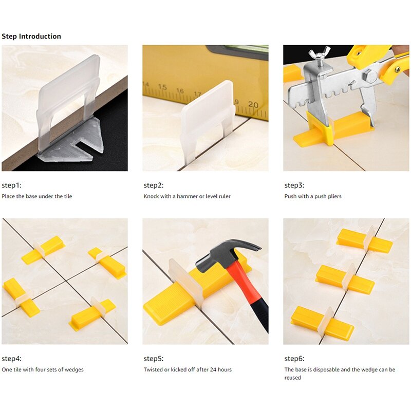 400Pcs Tile Leveling System Tiles Leveler Spacers Tile and Stone Installation Leveling Spacer Clips Reusable Wedges