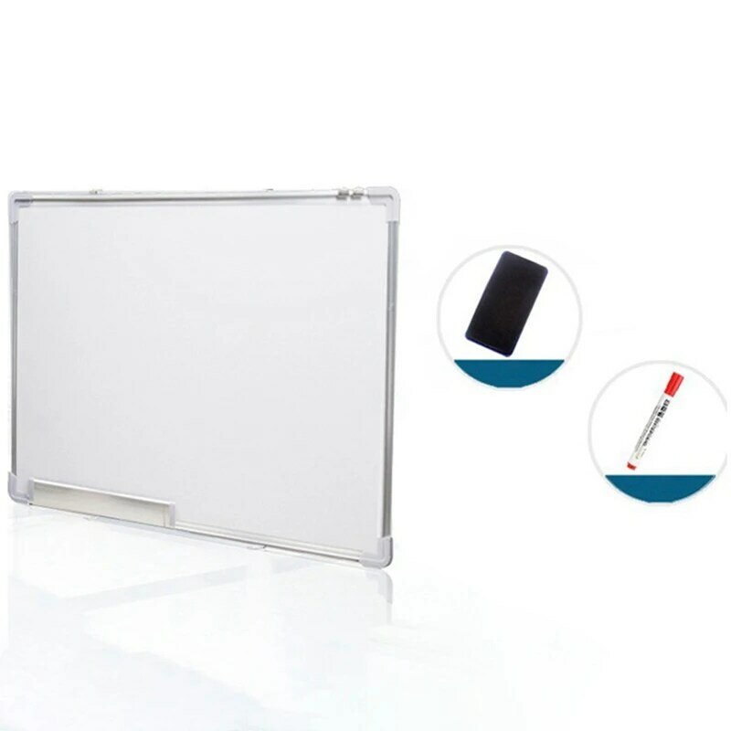 Pizarra blanca magnética para escribir de un solo lado con imanes de borrado de bolígrafo, botones para oficina y escuela, marco de aleación de aluminio de 50x35cm