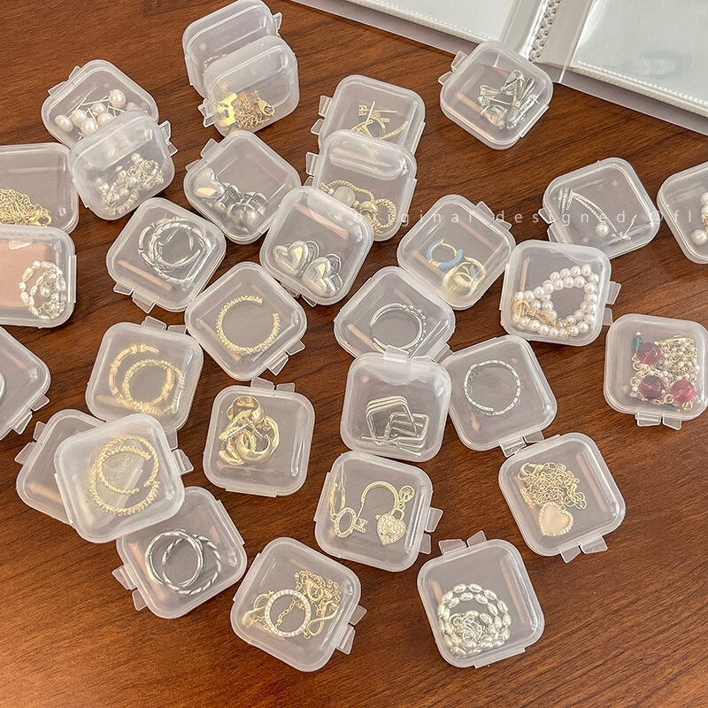 Boîtes de rangement carrées Mini 3.5cm, 30 pièces, petits boîtiers de rangement en plastique transparent pour bijoux, conteneurs de finition pour boucles d'oreilles, bagues et perles