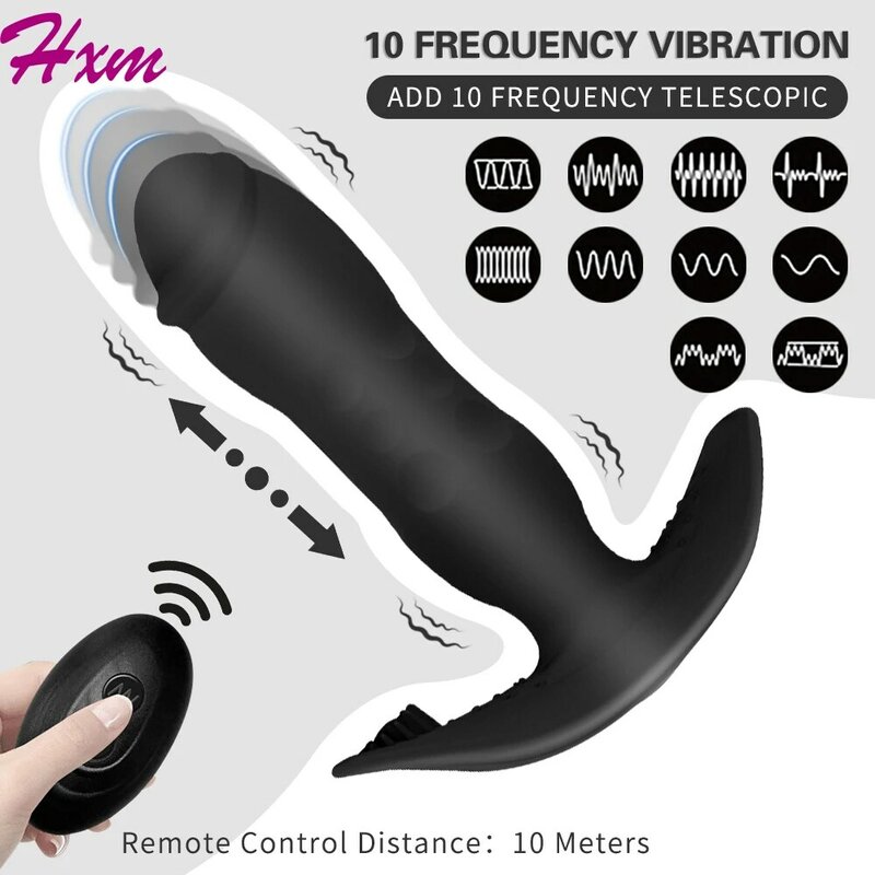 Telescopic Dildo Vibrator Masturbator หญิง G-Spot Vagina Stimulator เครื่องนวดต่อมลูกหมาก Anal Plug Butt Plug เพศของเล่นสำหรับคู่