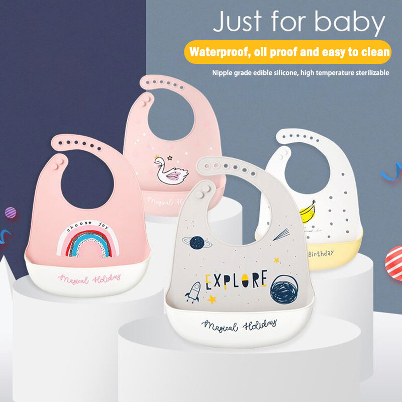 Baby Bib Waterdichte Siliconen Voeden Handdoek Pasgeboren Baby Verstelbare Baby Eten En Drinken Bib
