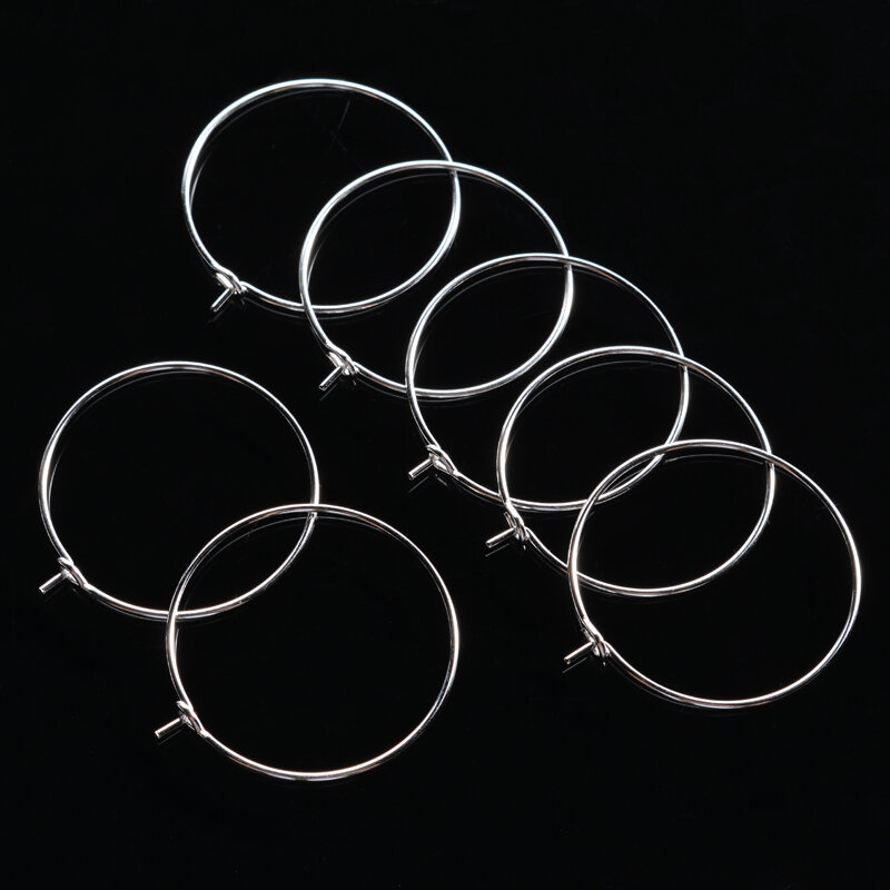 20-30mm 100pcs 샴페인 와인 안경 매력 반지 은색 금속 귀걸이 와이어 링 고리 선물 파티 음료 와인 라벨 용품