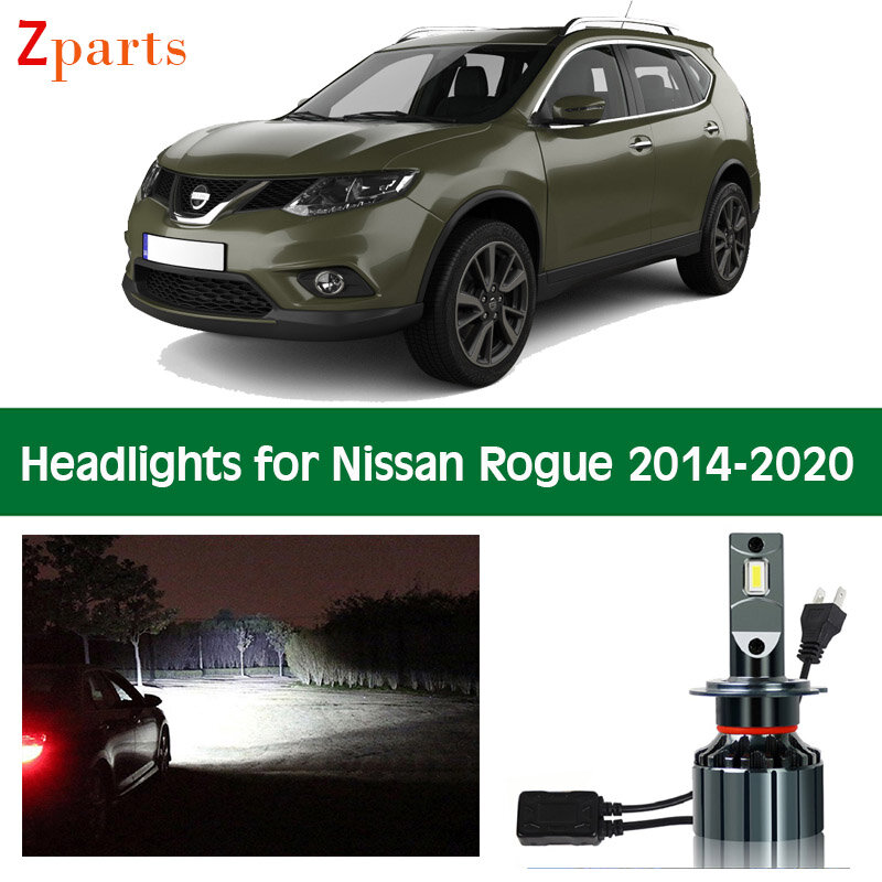 Lampu Depan Mobil Canbus Super Terang untuk Nissan Rogue 2014 - 2020 Lampu Depan LED Lampu Sorot Rendah 6000K Aksesori Mobil