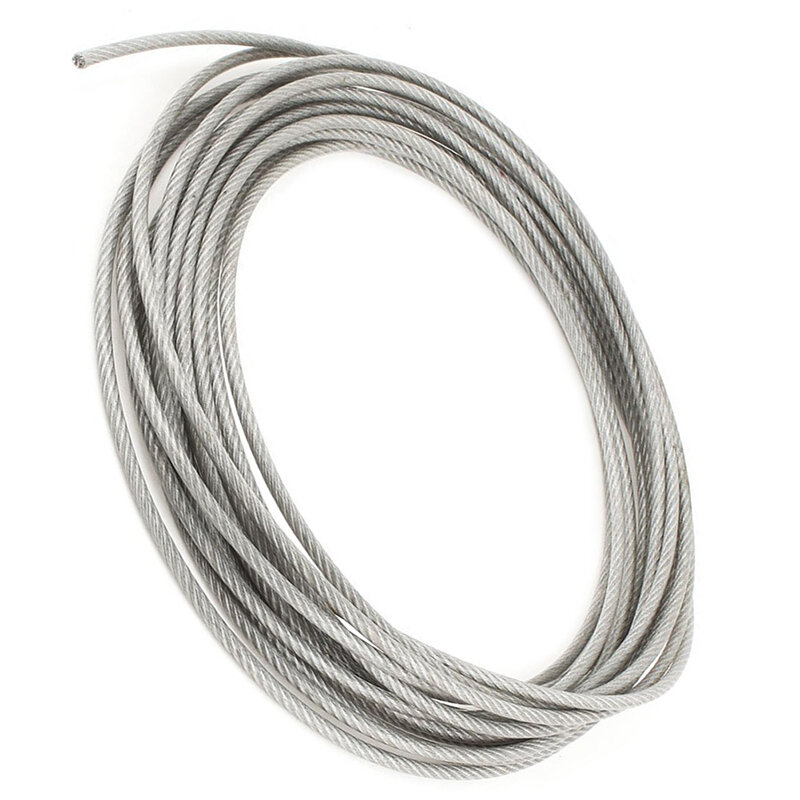 Pvc de aço do diâmetro de 5mm revestido, cabo flexível da corda de fio 10 medidores transparente + prata