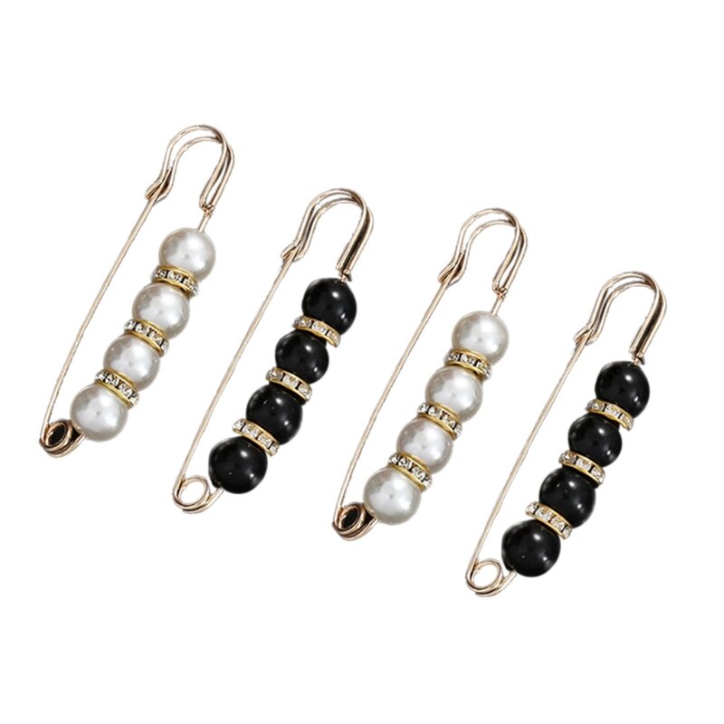 Faux Pearl Safety Pins Rhinestone Jewelry Brooch Sweater Shawl Clips Decoration L41B