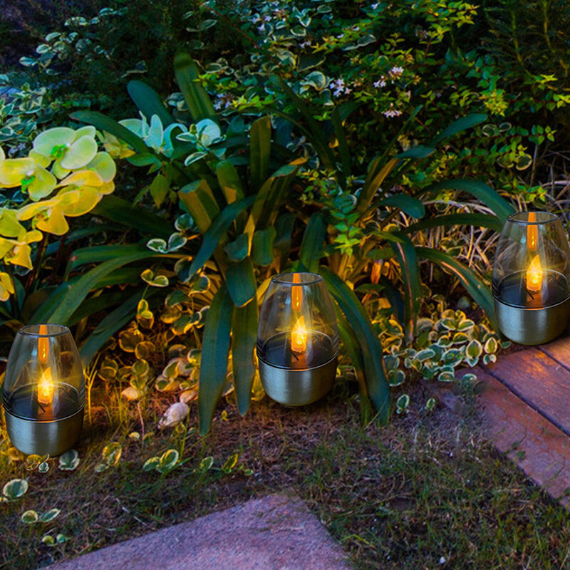 10PCS Solar Lawn Lights INS Candle Glass Light Courtyard Night Light Rainproof Solar Atmosphere  Landscape Light Home Decoration
