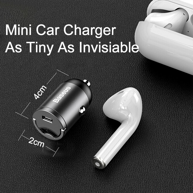 Baseus 30W Fast Car Charger QC4.0 PPS Quick Charging for Xiaomi Samsung iPhone Car USB Type-C Socket Adapter Charger