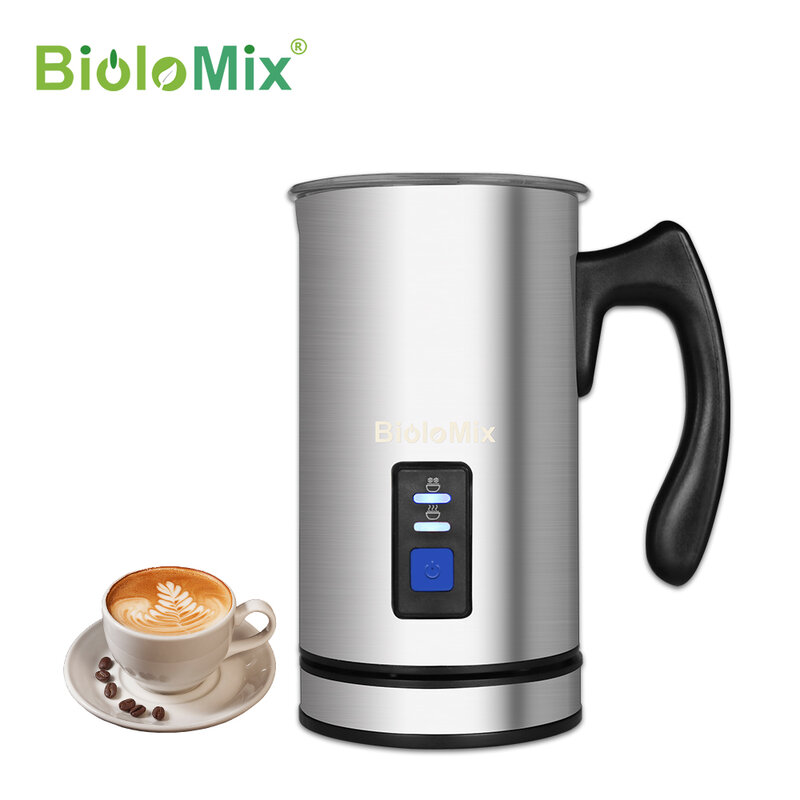 Biolomix elétrica leite frother vapor leite creme aquecedor de leite espuma de café para latte cappuccino chocolate quente