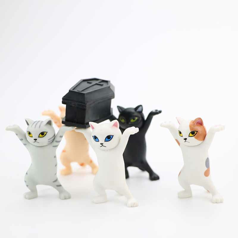 코프를 들고 고양이 펜 홀더 홈 책장 장식 동물 동상 수제 홈 인형 장식 아이 재미 있은 장난감 선물